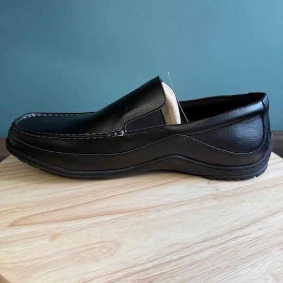 Tommy Hilfiger Mens Loafers 13W Black Leather Slip-On Drivers - Picture 4 of 6